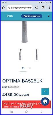 BA International optic High Speed TURBINE Optima BA525LK DENTAL Rrp Over£450