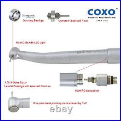 COXO Dental Fiber Optic Handpiece LED High Speed Turbine GW RQ Coupling 6 Pin