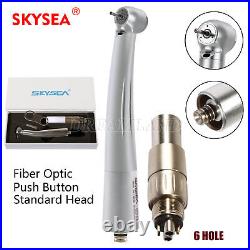 Dental LED Fiber Optic High Speed Handpiece + 6 Hole Quick Coupler NSK Style UK